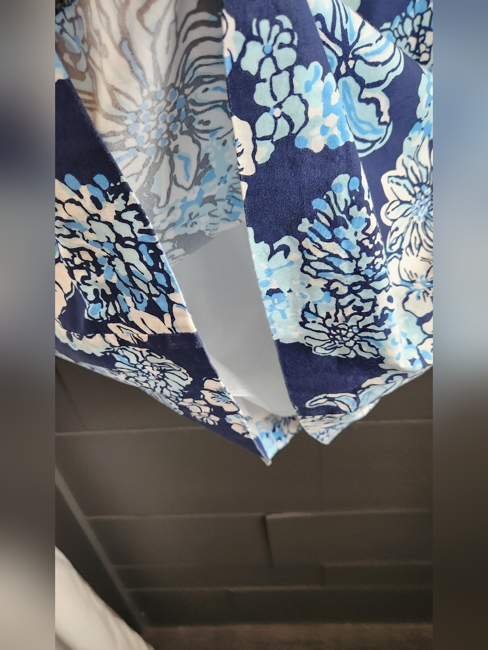 Lilly Pulitzer Sleeveless Blue Floral Cotton Dress with white trim - Picture 5 of 8